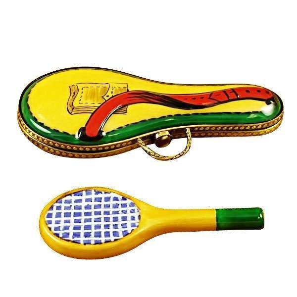 Tennis Racquet with Case Porcelain Limoges sports limoges boxes French Trinket Box