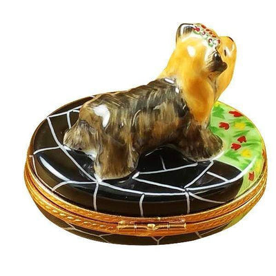 Terrier Porcelain Limoges Dog French Trinket Box