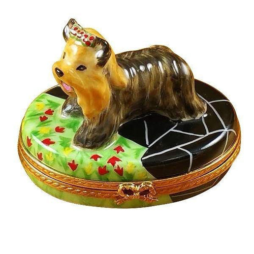 Terrier Porcelain Limoges Dog French Trinket Box