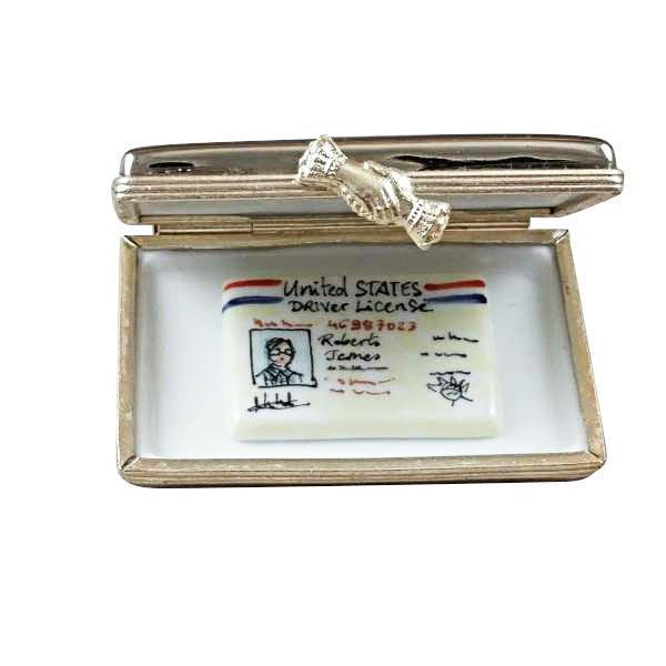 Texas License Plate with Removable Driver's License Porcelain Limoges united states French Trinket Box