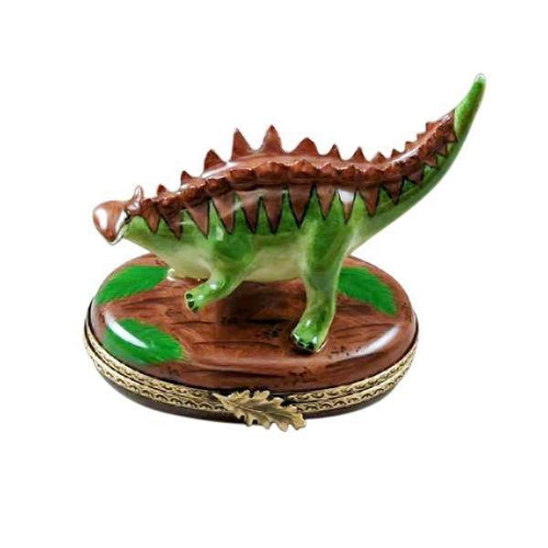 Thorny Back Stegosaurus Dinosaur Porcelain Limoges wild animals French Trinket Box