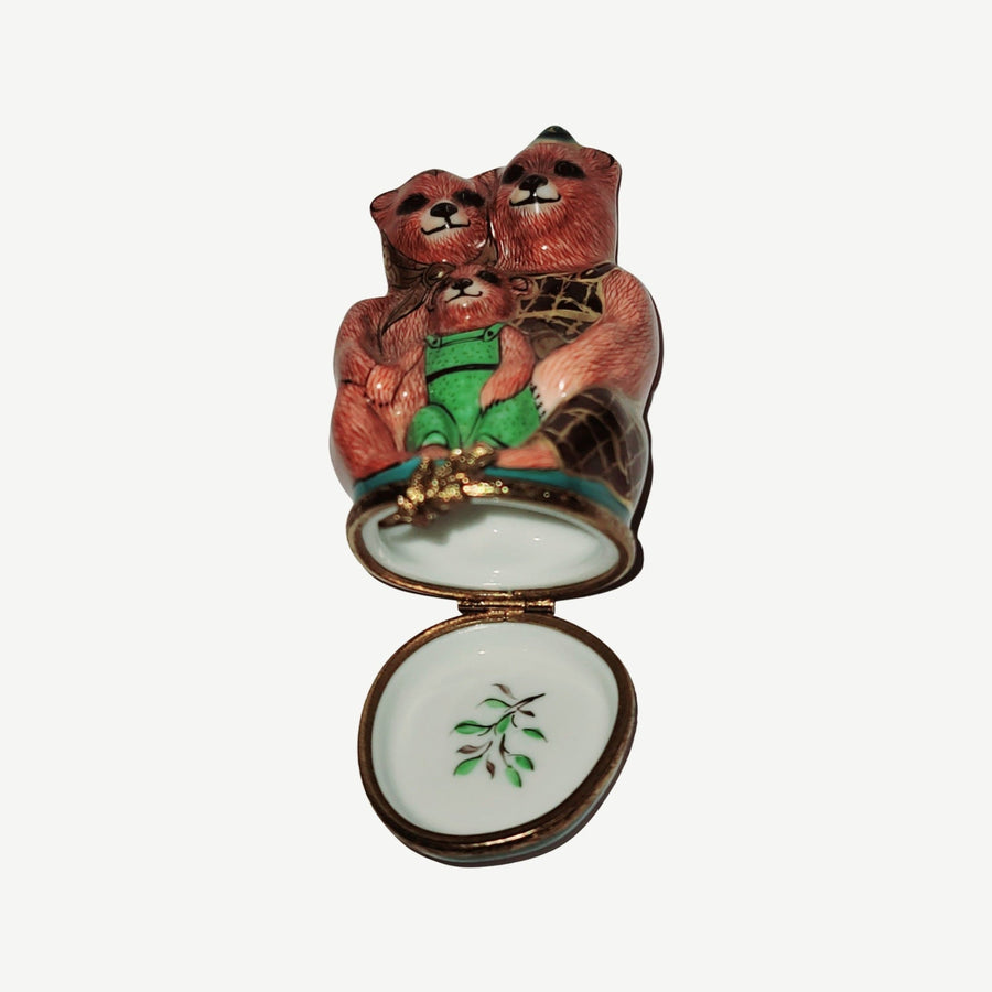 Three Bears Family Limoges Box Porcelain Limoges bears fairy story French Trinket Box