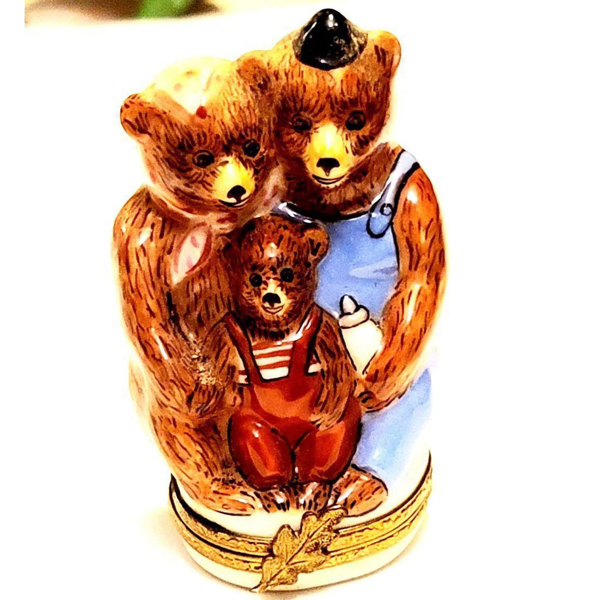Three Bears Family Limoges Box Porcelain Limoges bear fairy story French Trinket Box