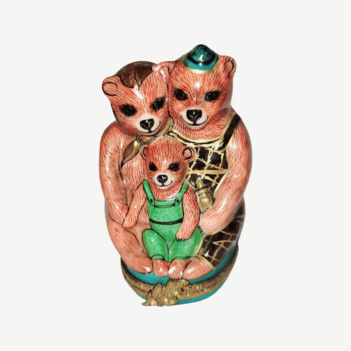 Three Bears Family Limoges Box Porcelain Limoges bears fairy story French Trinket Box