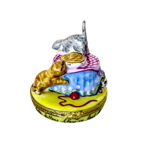 Three Cats Playing Porcelain Limoges cat cats limoge box French Trinket Box