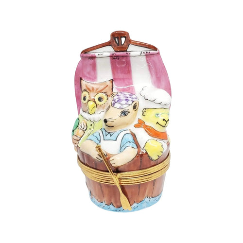 Three Men In A Tub Porcelain Limoges fairy myth French Trinket Box