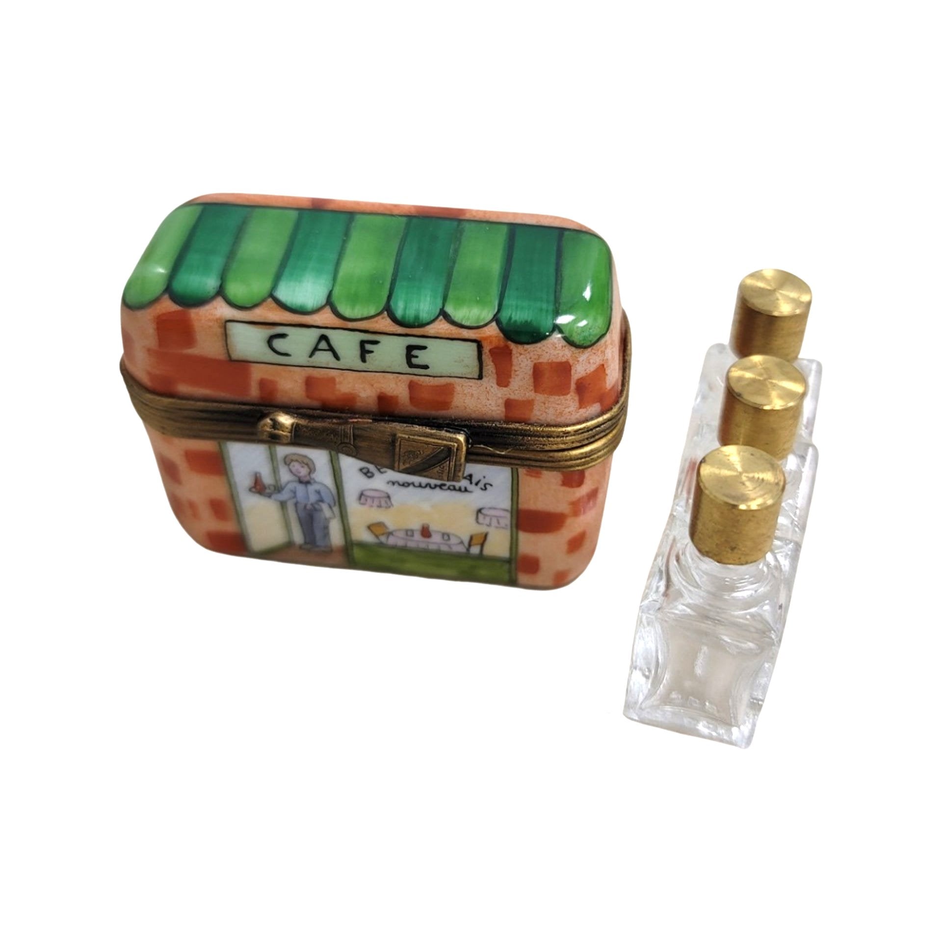 Three Perfume Cafe Box Porcelain Limoges Perfume French Trinket Box