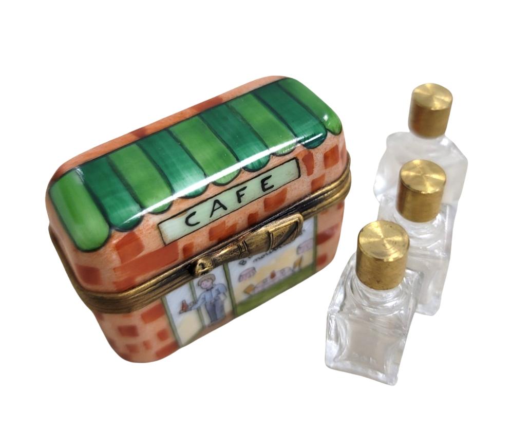 Three Perfume Cafe Box Porcelain Limoges Perfume French Trinket Box