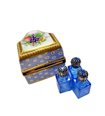 Three Perfumes in Elegant Chest Porcelain Limoges perfume French Trinket Box