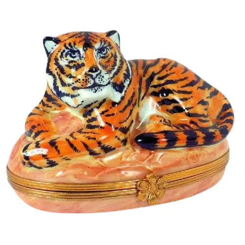 Tiger Porcelain Limoges wild animals French Trinket Box