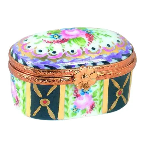 Tiny Oval: Malmaison Noir Porcelain Limoges traditional French Trinket Box