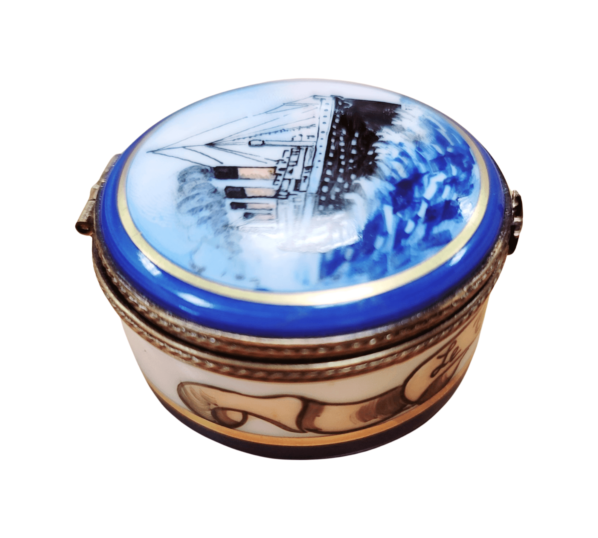 Titanic Porcelain Memorial Box Porcelain Limoges vehicle French Trinket Box