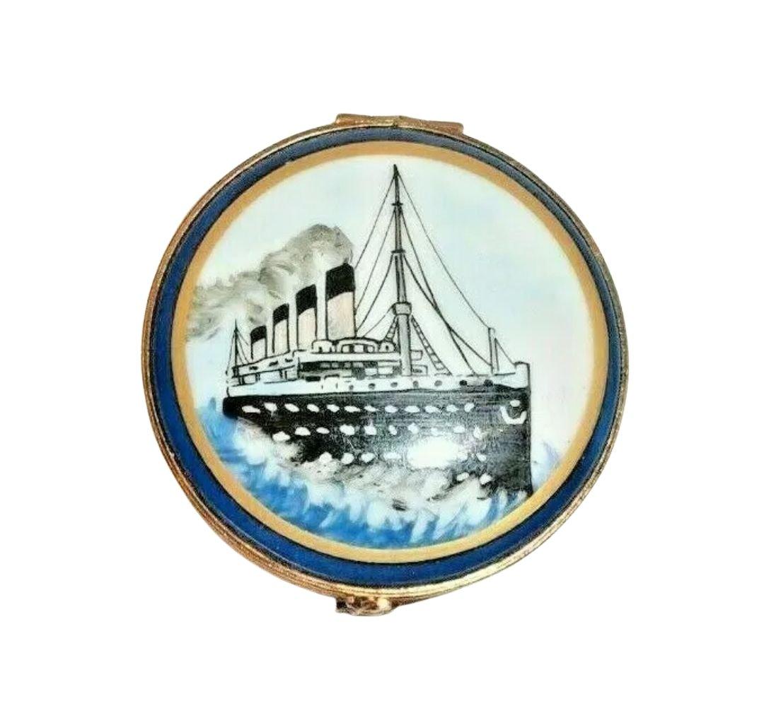 Titanic Porcelain Memorial Box Porcelain Limoges vehicle French Trinket Box