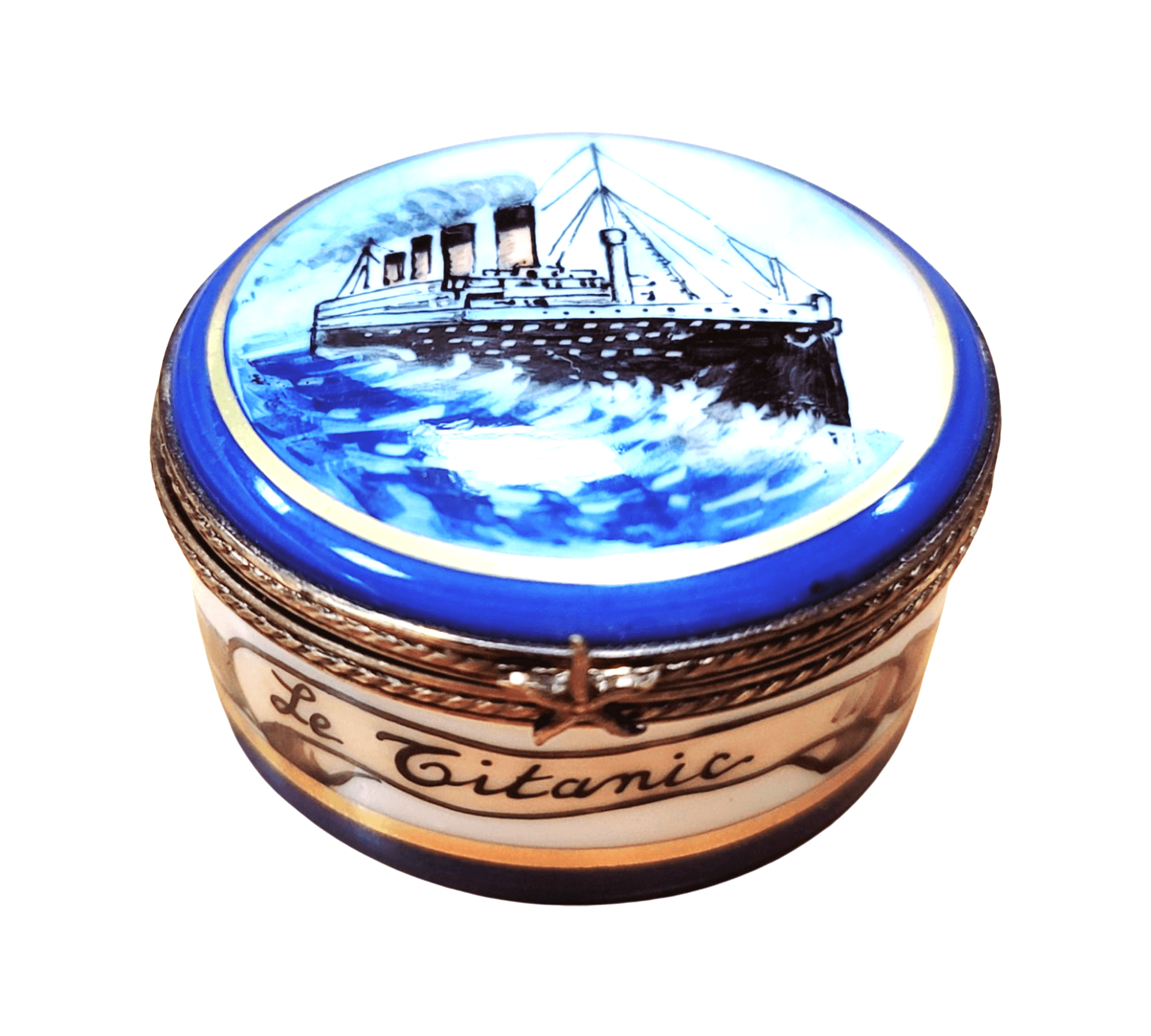 Titanic Porcelain Memorial Box Porcelain Limoges vehicle French Trinket Box