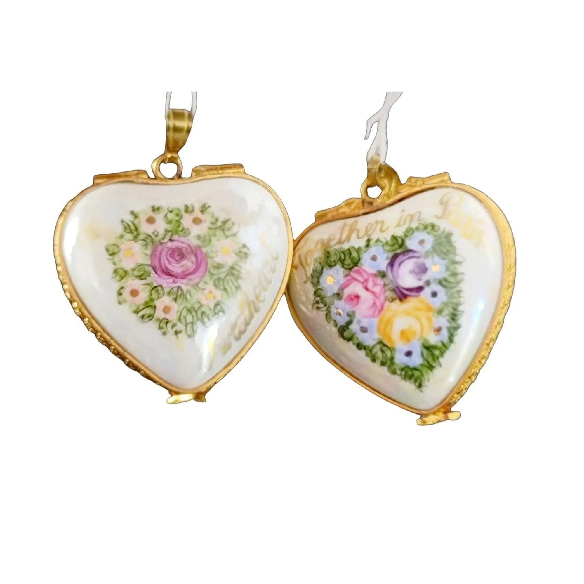 Together in Paris Pendant Porcelain Limoges French Trinket Box