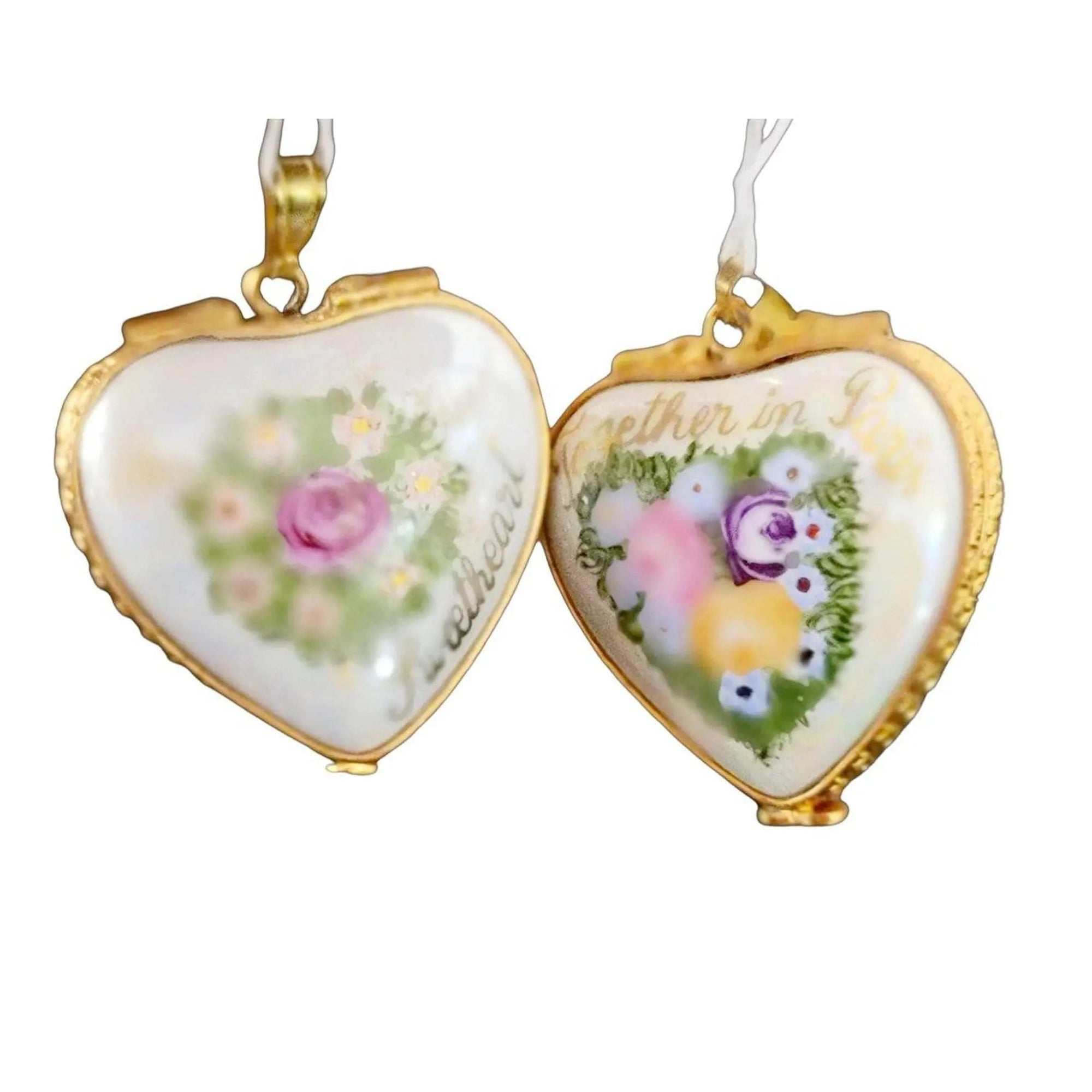 Together in Paris Pendant Porcelain Limoges French Trinket Box