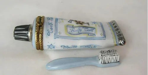 ToothPaste Baby Tooth Porcelain Limoges BABY maternity French Trinket Box