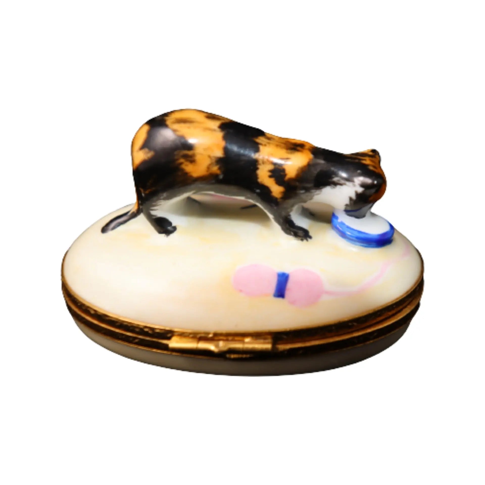 Tortoise Shell Cat Porcelain Limoges cat cats French Trinket Box