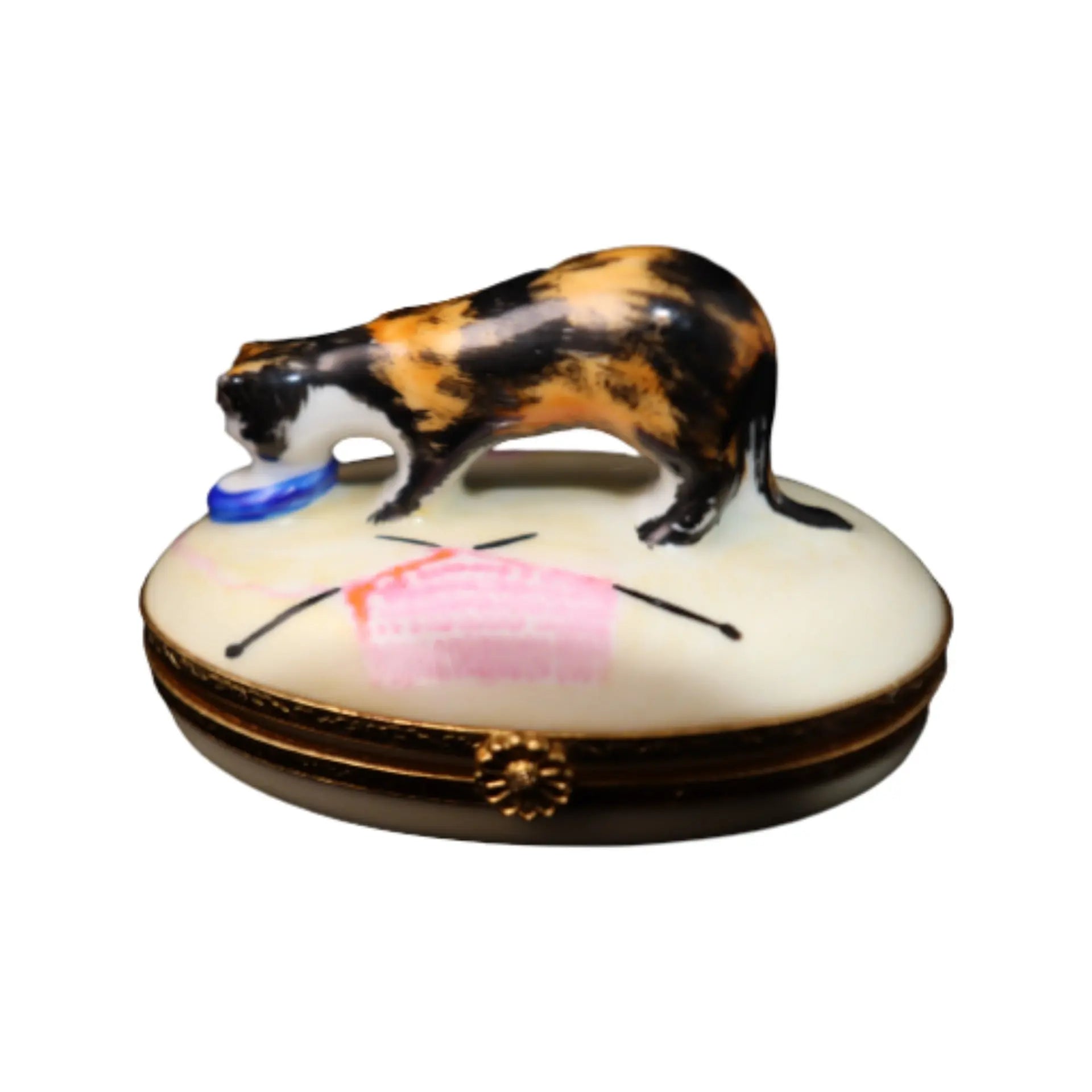 Tortoise Shell Cat Porcelain Limoges cat cats French Trinket Box