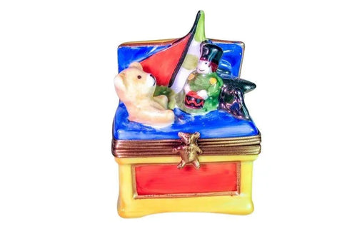 Toy Chest Porcelain Limoges xmas theme baby French Trinket Box