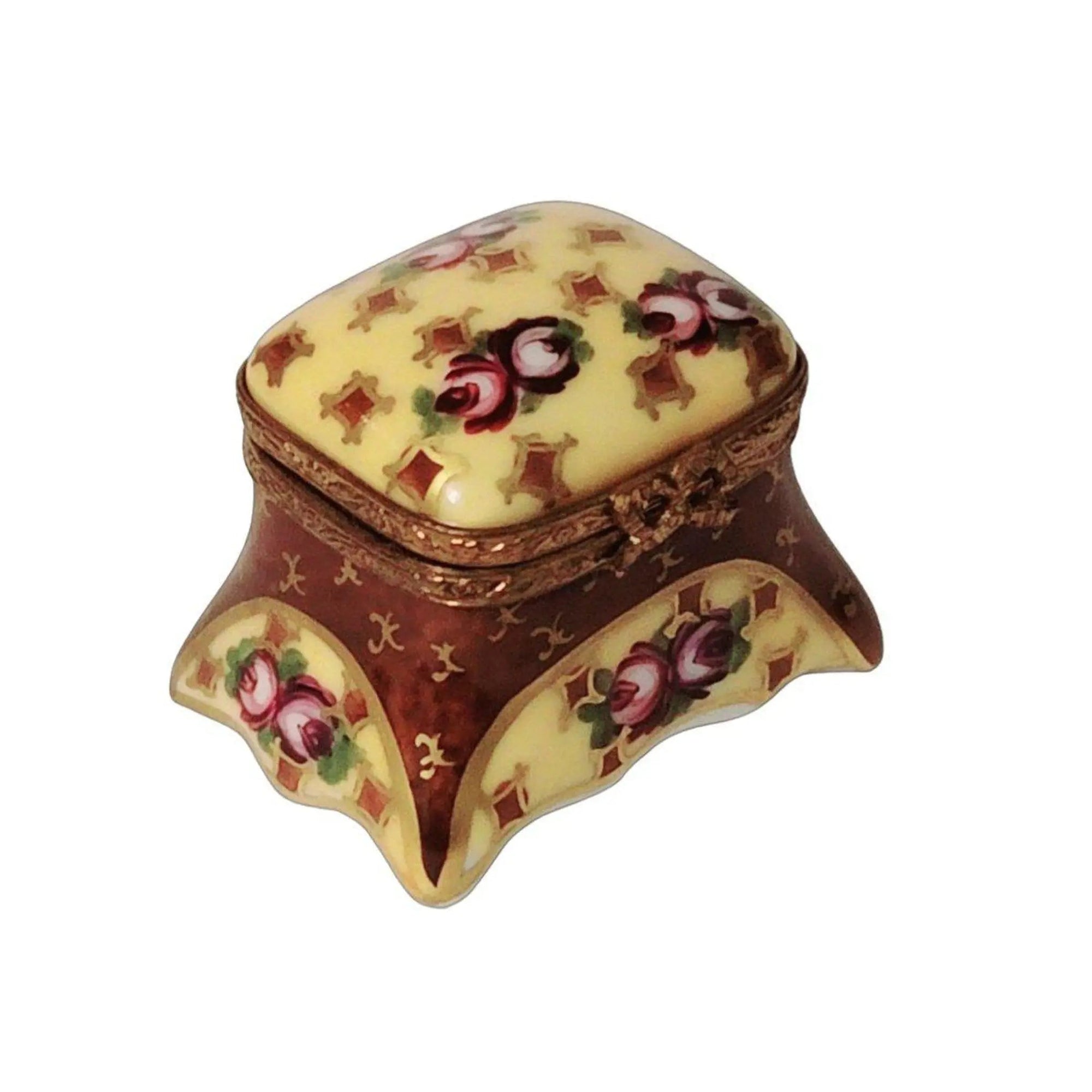 Traditional Floral Limoges Trinket Box Porcelain Limoges furniture French Trinket Box