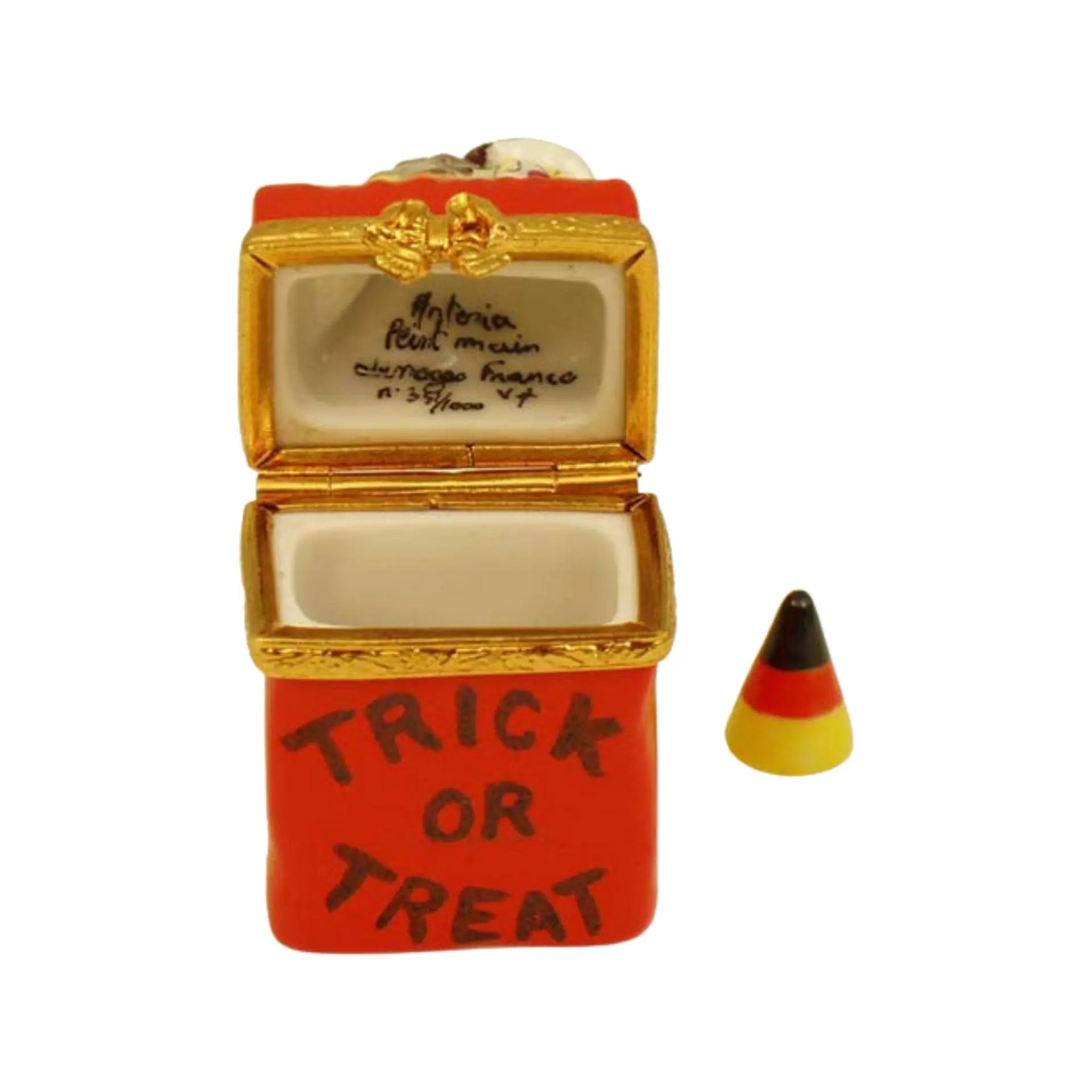 Trick or Treat Bag Porcelain Limoges halloween French Trinket Box