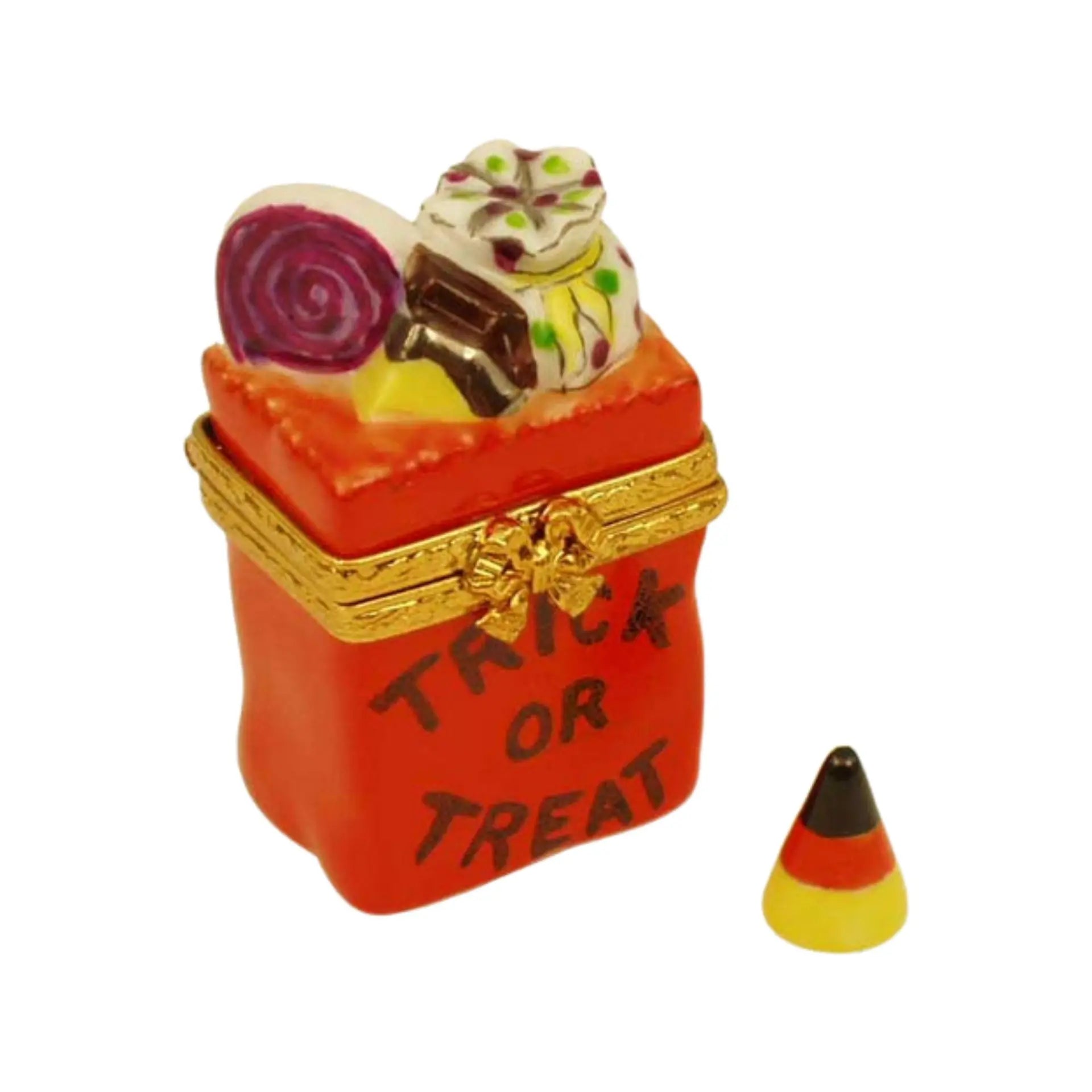 Trick or Treat Bag Porcelain Limoges halloween French Trinket Box