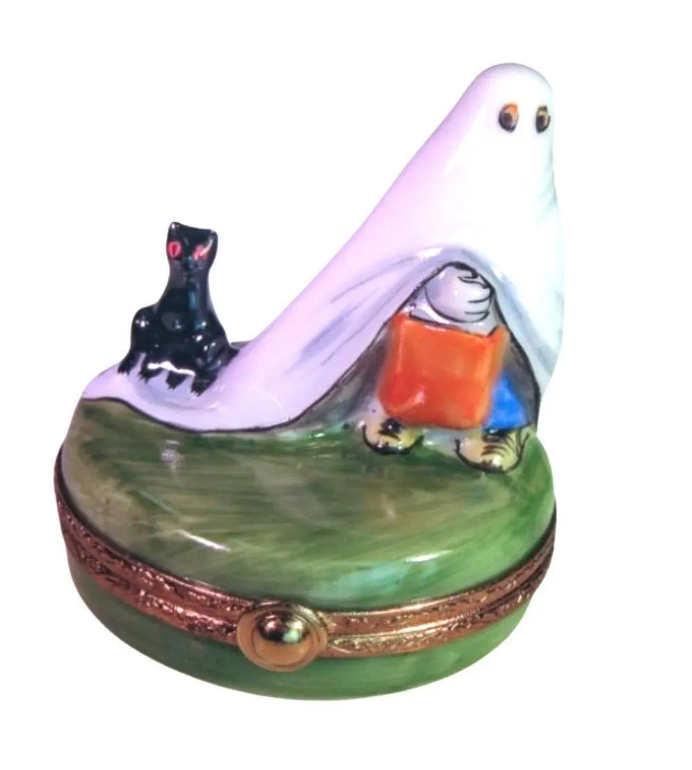 Trick or Treat Ghost Artoria Porcelain Limoges French Trinket Box