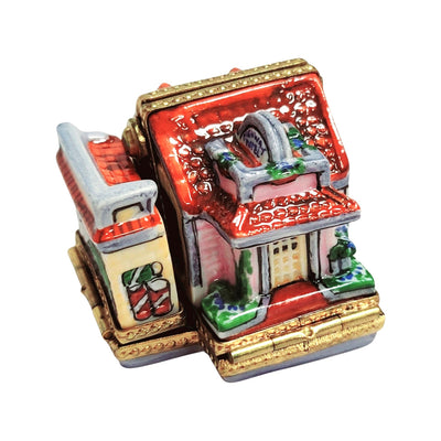 Triple Hinged Red Motel Box Porcelain Limoges Artoria French Trinket Box