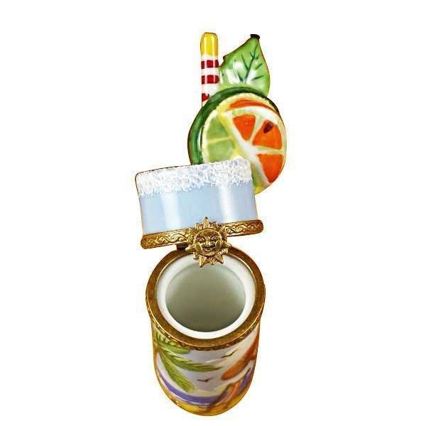 Tropical Cocktail Glass Porcelain Limoges Wine beach travel French Trinket Box