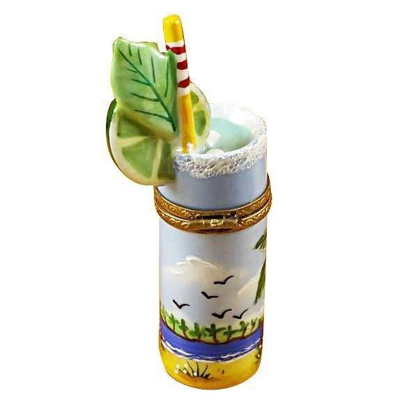Tropical Cocktail Glass Porcelain Limoges Wine beach travel French Trinket Box