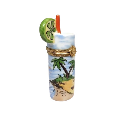 Tropical Cocktail Glass Porcelain Limoges Wine beach travel French Trinket Box