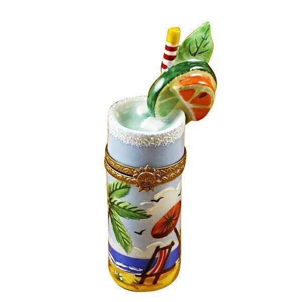 Tropical Cocktail Glass Porcelain Limoges Wine beach travel French Trinket Box