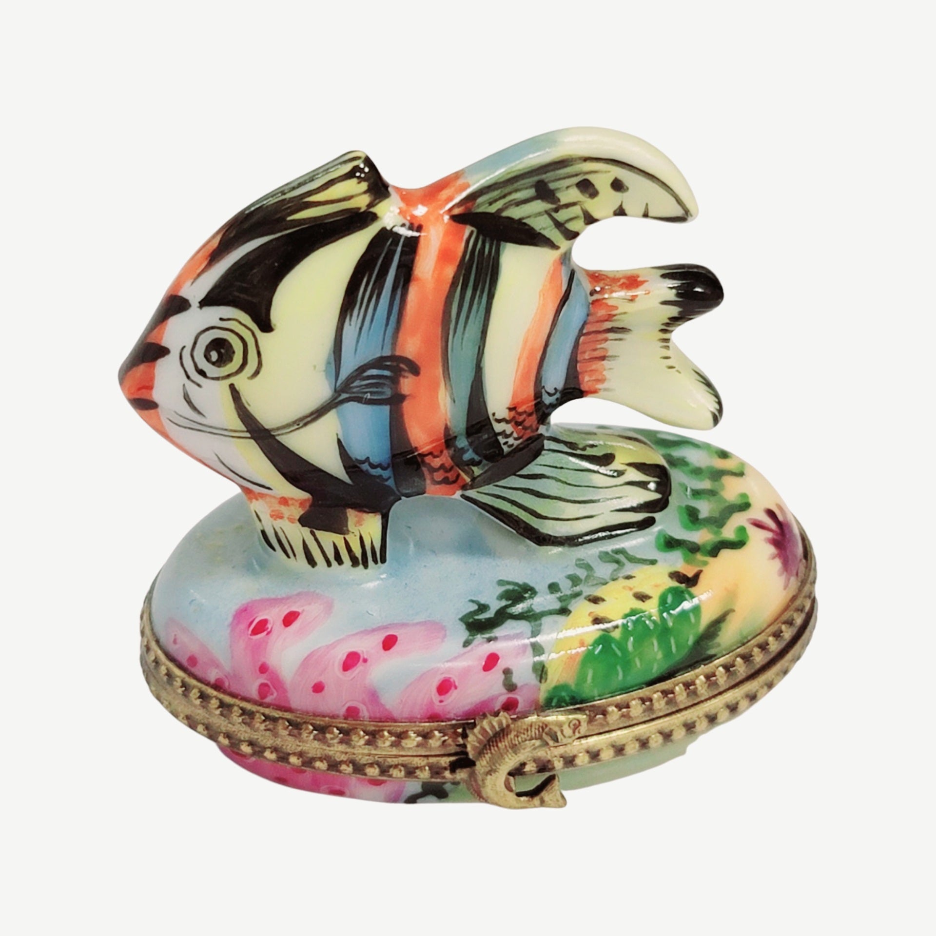 Tropical Fish Limoges Box Delight Porcelain Limoges fish ocean beach LIMOGES BOXES French Trinket Box
