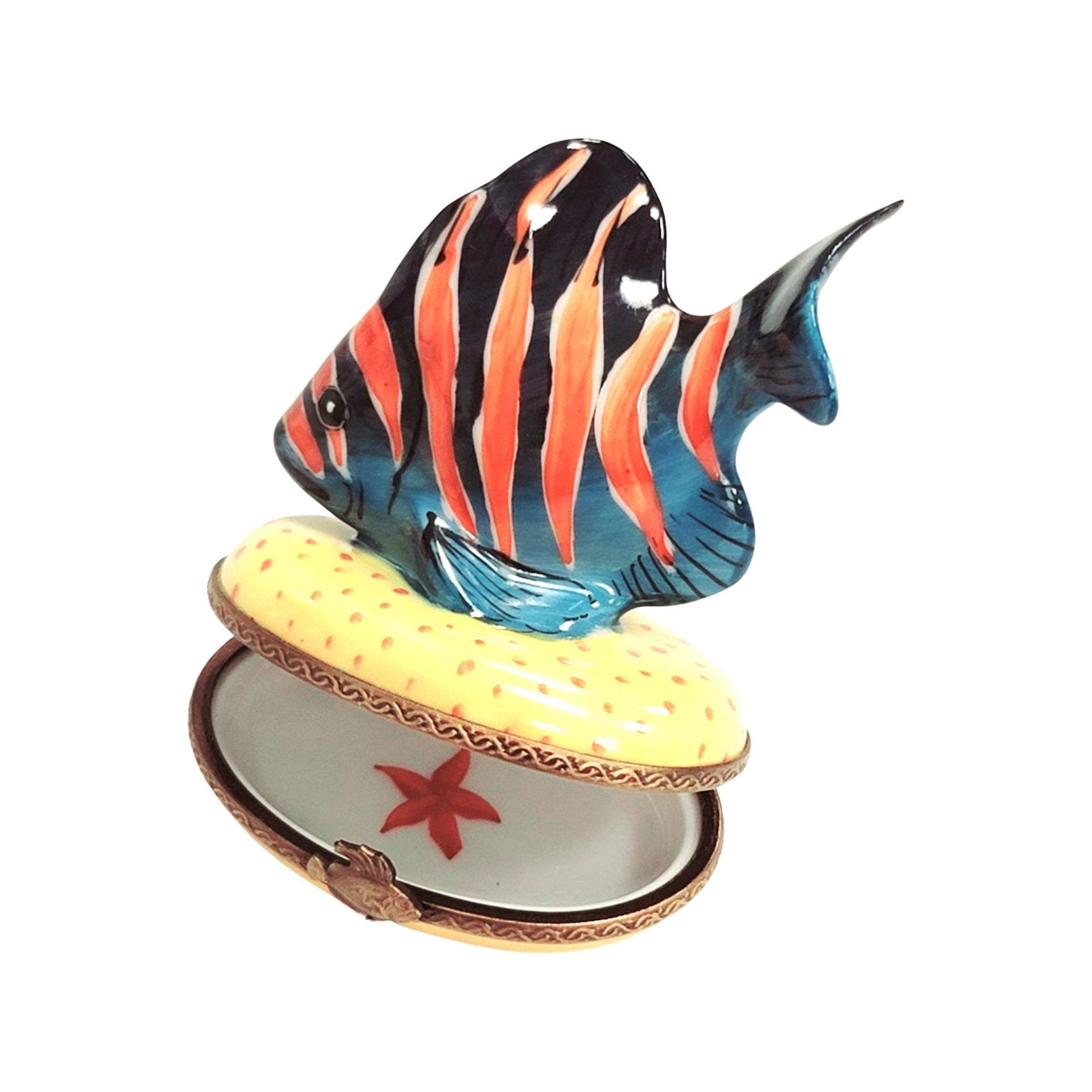 Tropical Fish Porcelain Figurine Porcelain Limoges fish ocean beach LIMOGES BOXES French Trinket Box