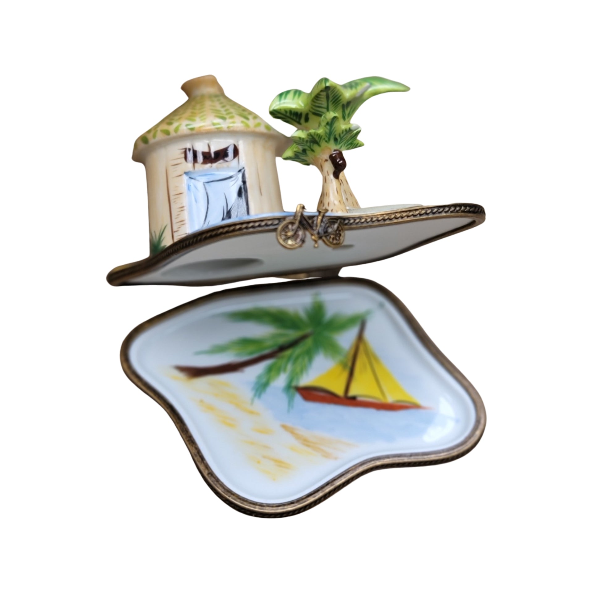 Tropical Tiki Hut Limoges Box Porcelain Limoges LIMOGES BOXES beach travel French Trinket Box