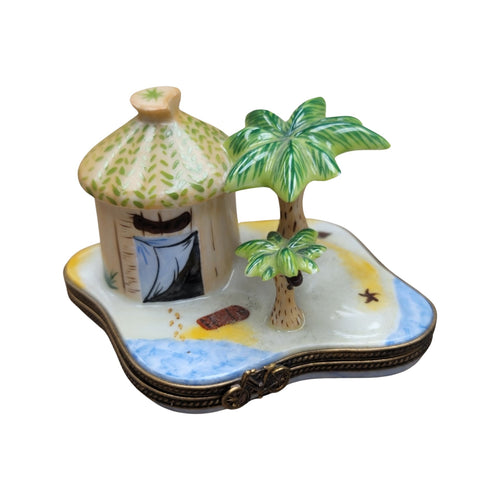 Tropical Tiki Hut Limoges Box Porcelain Limoges LIMOGES BOXES beach travel French Trinket Box