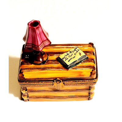 Trunk Lamp and Book Limoges Box Porcelain Limoges furniture French Trinket Box