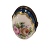 Turquois Limoges Oval Frame Porcelain Limoges egg French Trinket Box