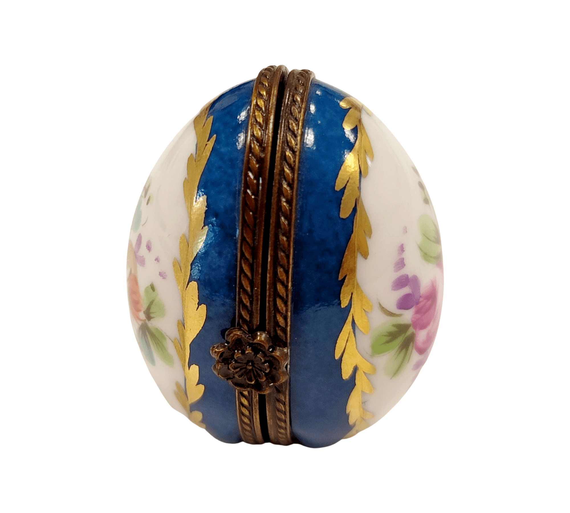 Turquois Limoges Oval Frame Porcelain Limoges egg French Trinket Box