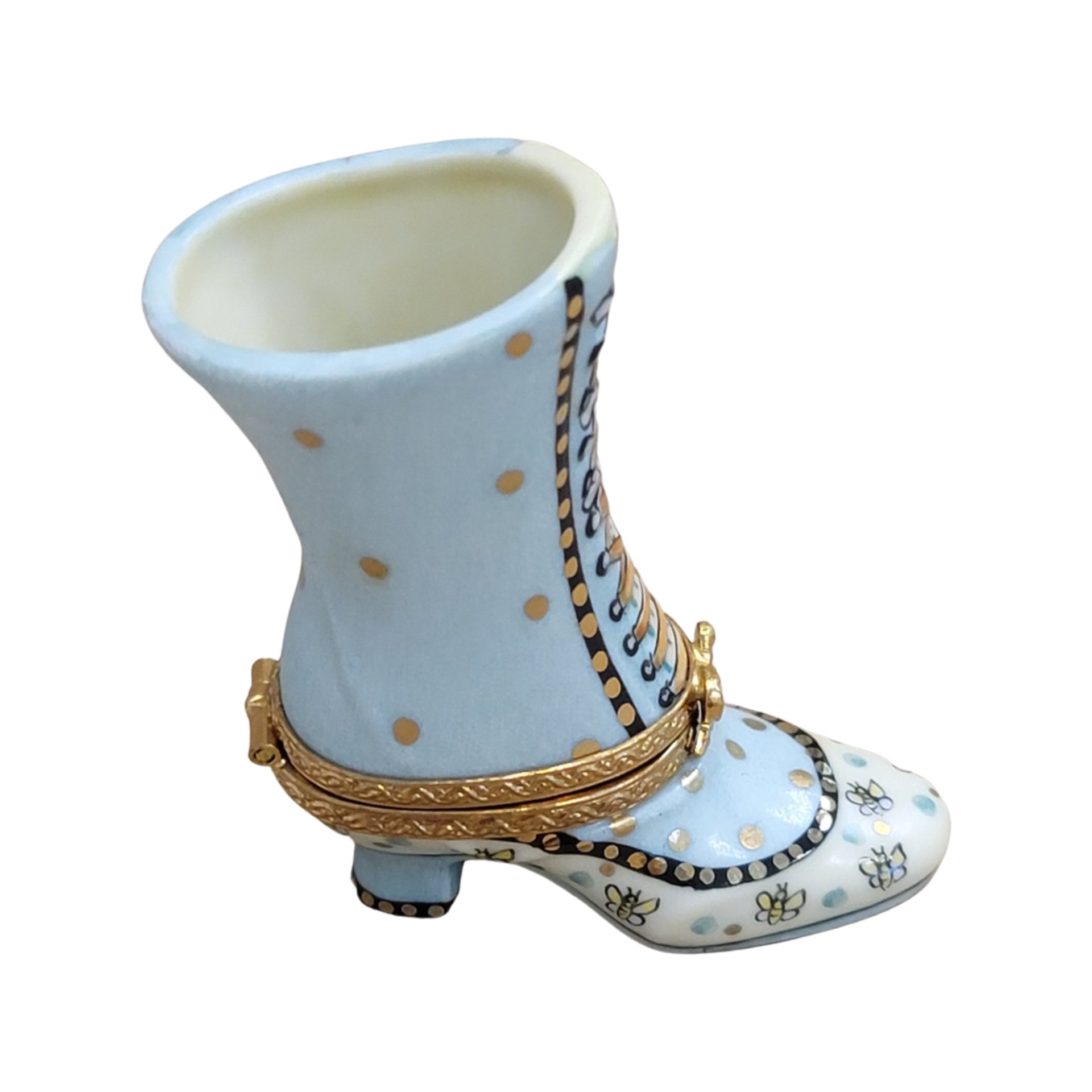 Turquoise Lady's Boot Figurine Porcelain Limoges shoe figurine LIMOGES BOXES French Trinket Box