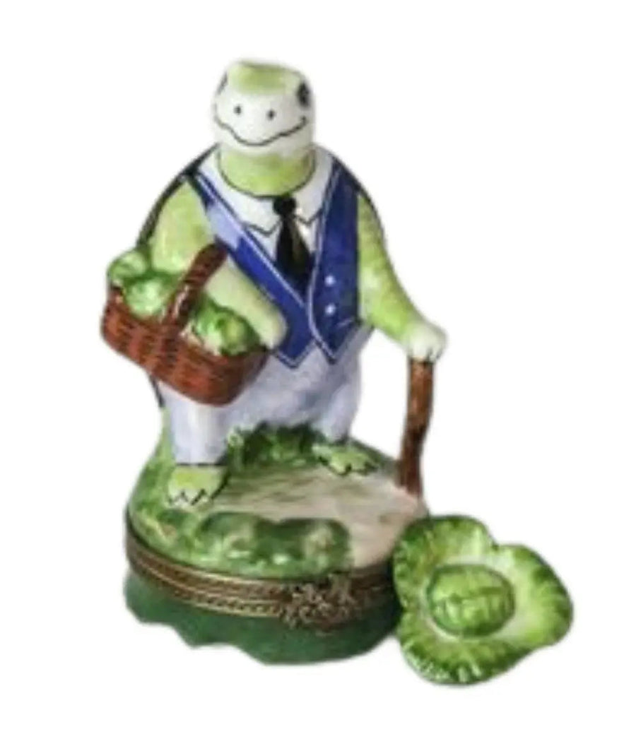 Turtle Gardener w Lettuce Porcelain Limoges turtle limoges boxes French Trinket Box