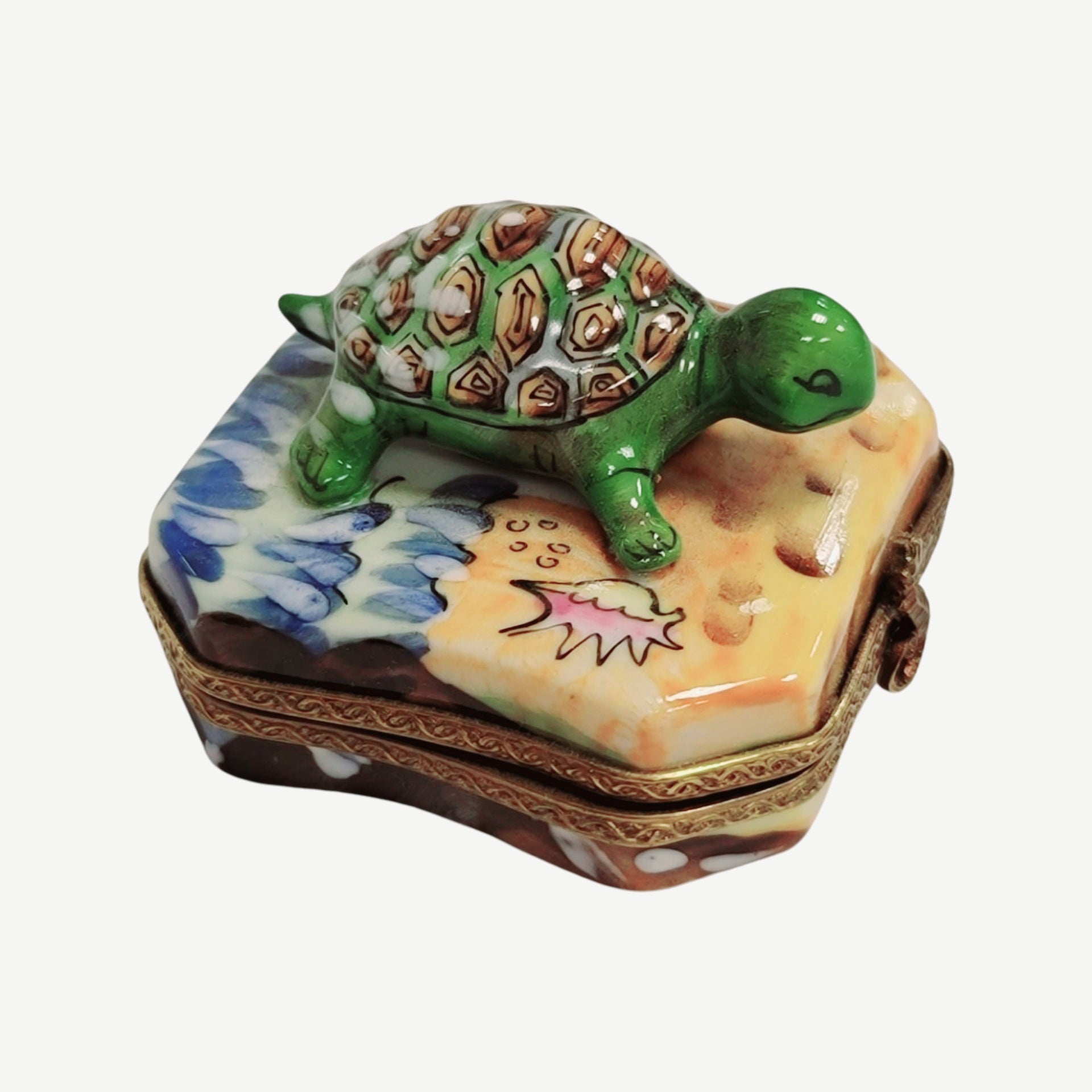 Turtle Beach Porcelain Figurine Porcelain Limoges frog LIMOGES BOXES turtle ocean beach French Trinket Box