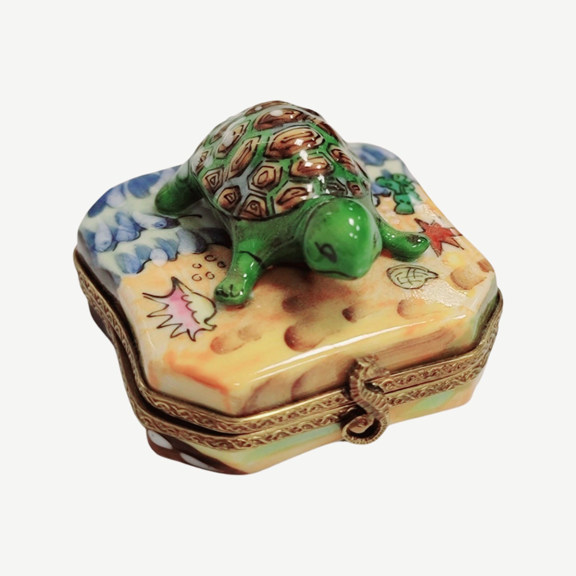 Turtle Beach Porcelain Figurine Porcelain Limoges frog LIMOGES BOXES turtle ocean beach French Trinket Box
