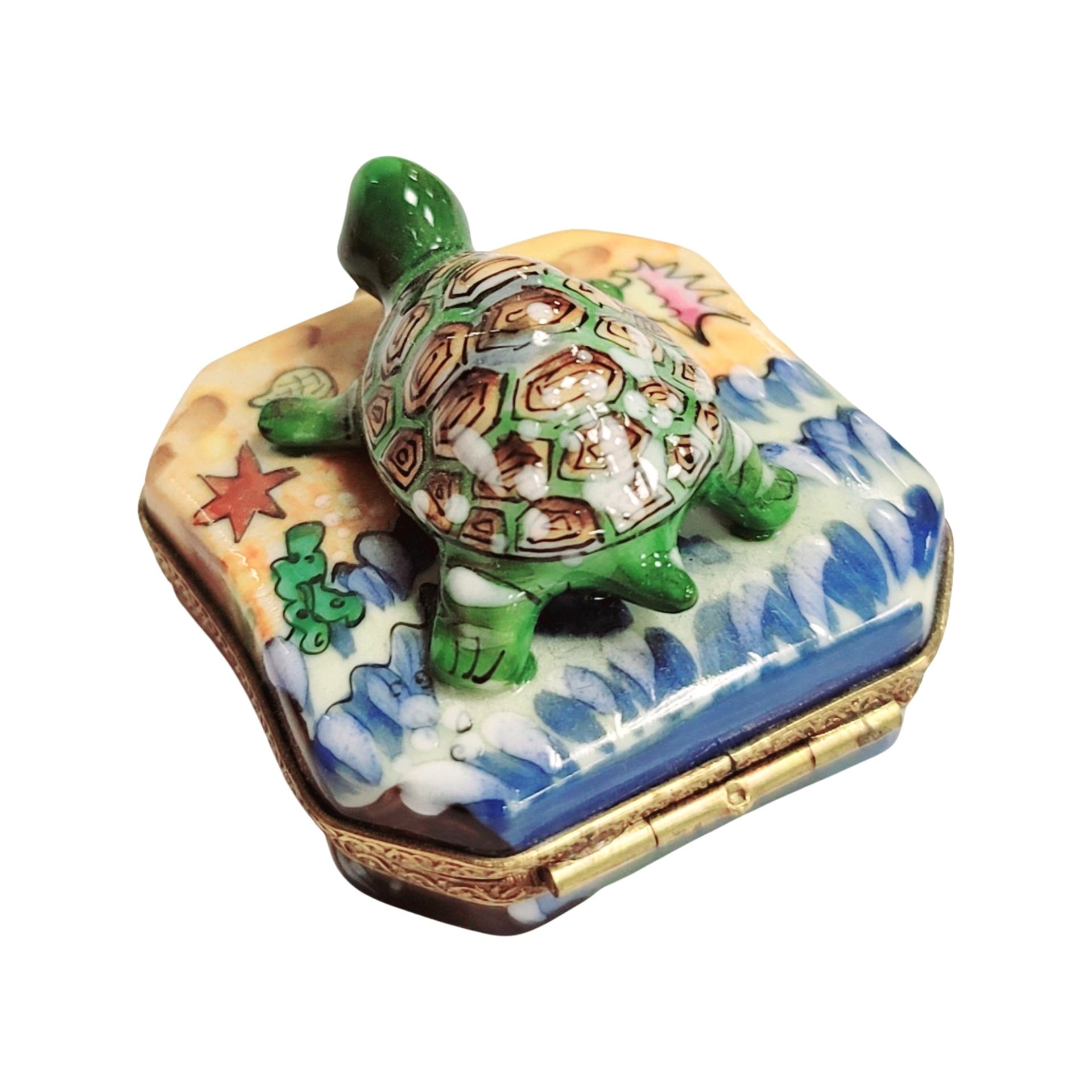 Turtle Beach Porcelain Figurine Porcelain Limoges frog LIMOGES BOXES turtle ocean beach French Trinket Box