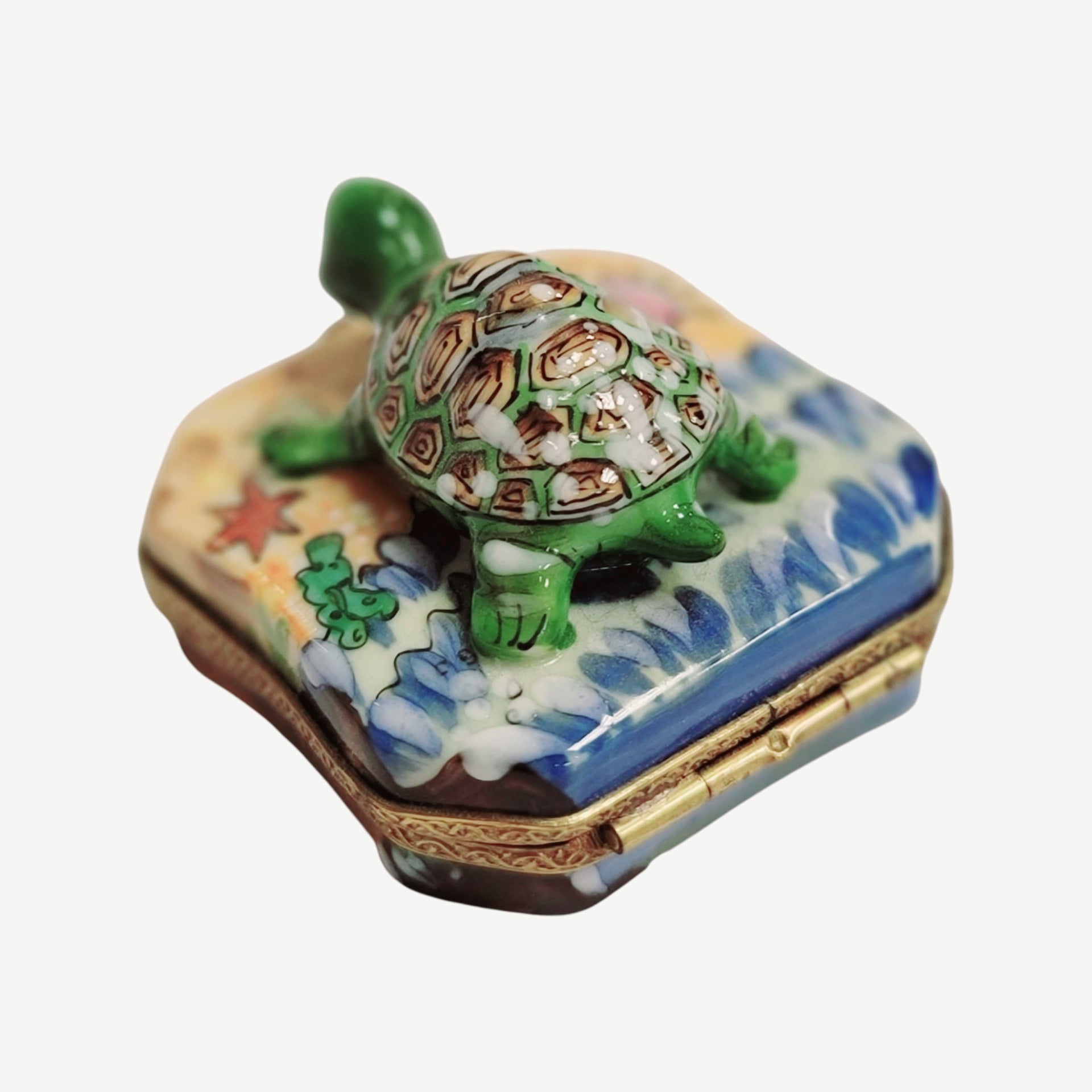 Turtle Beach Porcelain Figurine Porcelain Limoges frog LIMOGES BOXES turtle ocean beach French Trinket Box