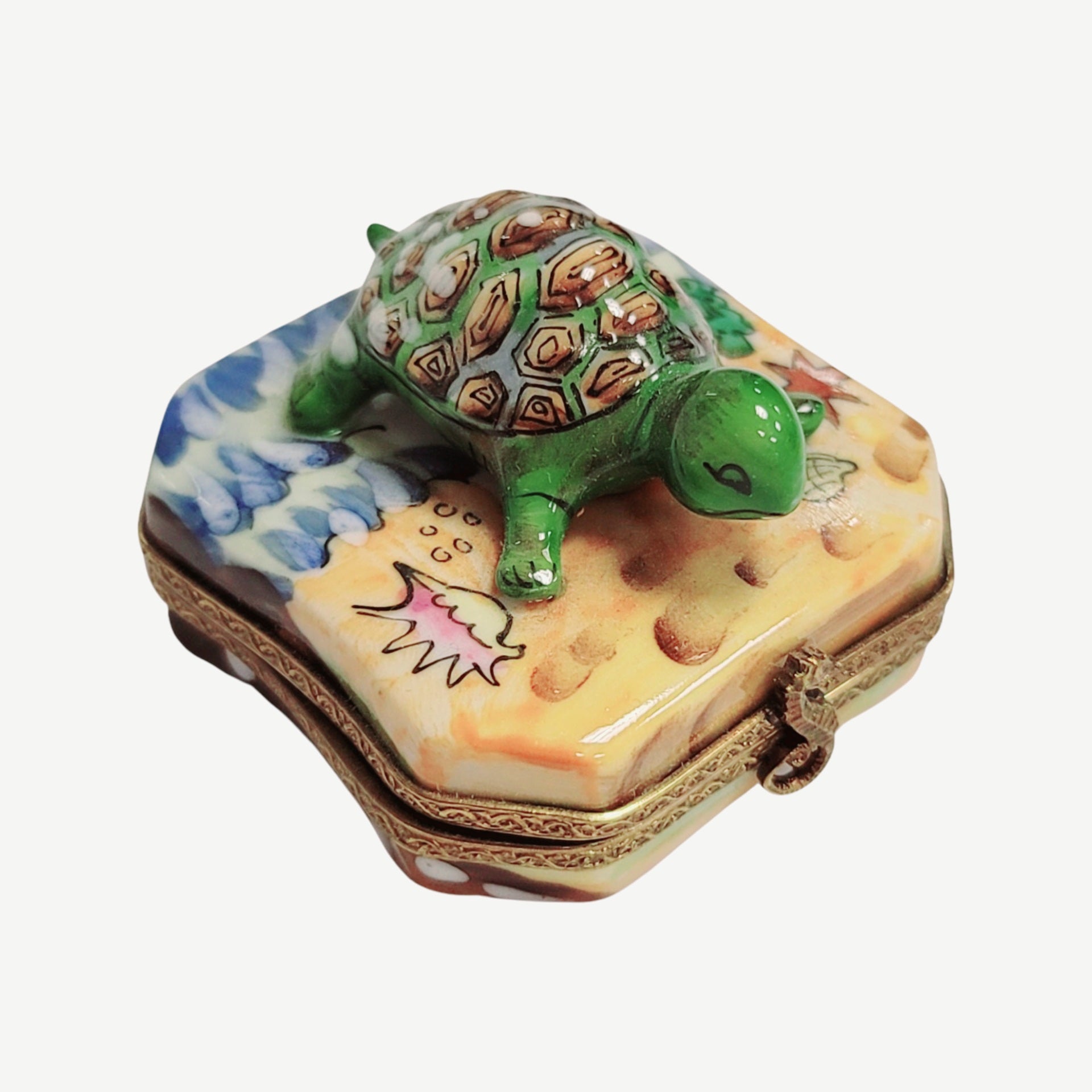 Turtle Beach Porcelain Figurine Porcelain Limoges frog LIMOGES BOXES turtle ocean beach French Trinket Box