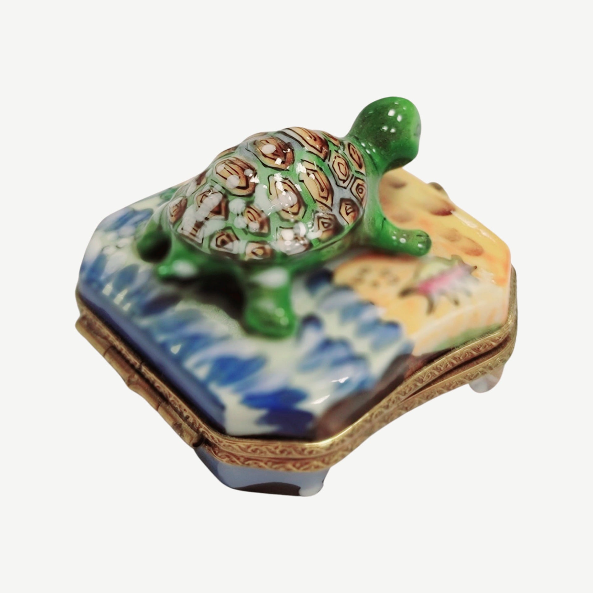 Turtle Beach Porcelain Figurine Porcelain Limoges frog LIMOGES BOXES turtle ocean beach French Trinket Box