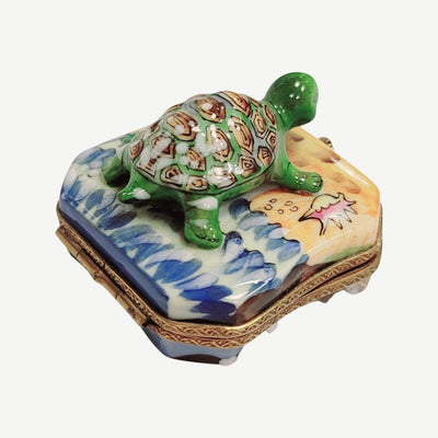 Turtle Beach Porcelain Figurine Porcelain Limoges frog LIMOGES BOXES turtle ocean beach French Trinket Box