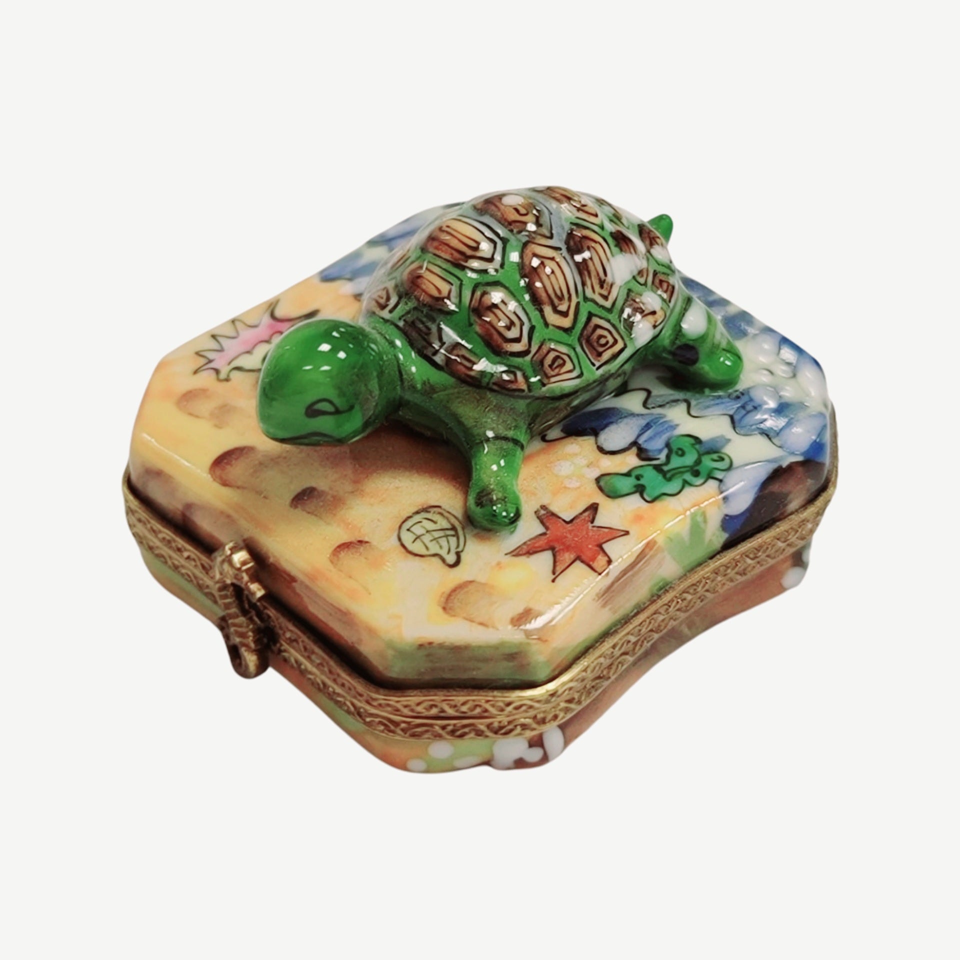 Turtle Beach Porcelain Figurine Porcelain Limoges frog LIMOGES BOXES turtle ocean beach French Trinket Box